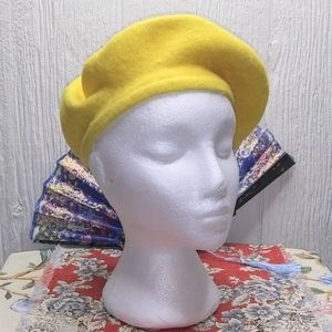 GROOVY GLAM Canary Yellow Classic French Beret